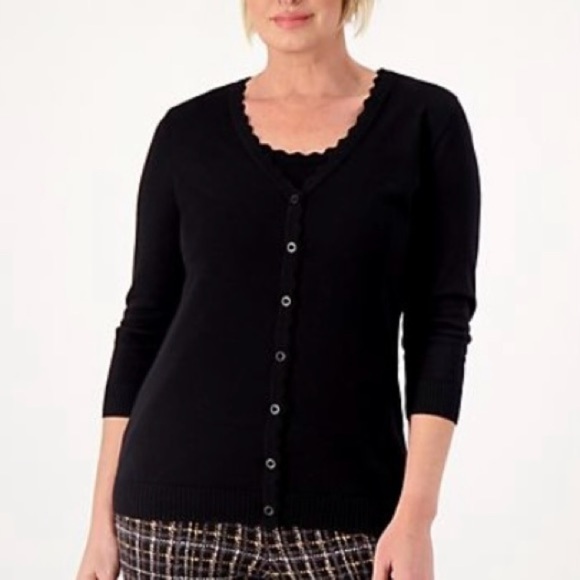 Isaac Mizrahi Sweaters - Isaac Mizrahi Cardigan Sweater 3/4 Length Sleeve Black Medium New